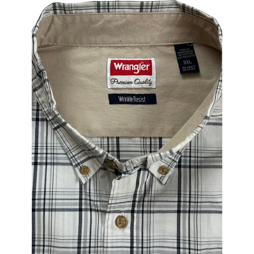 Wrangler Men's 3XL Plaid Wrinkle Resist Button Down Long Sleeve Shirt